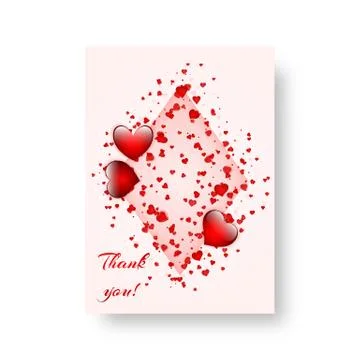 Rectangular card with scarlet hearts Stock Illustration