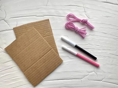 Rectangular cardboard and markers, set for Kids craft Stock Photos