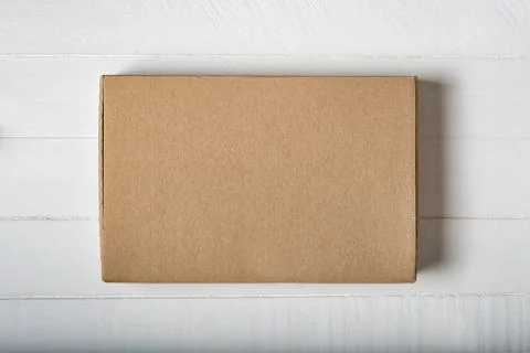 Rectangular carton box on white background. Design space Fotos Stock