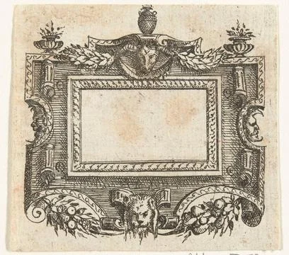 Rectangular cartouche; Cartouches in a frame of rollerwork with grotesken,... Stock Photos
