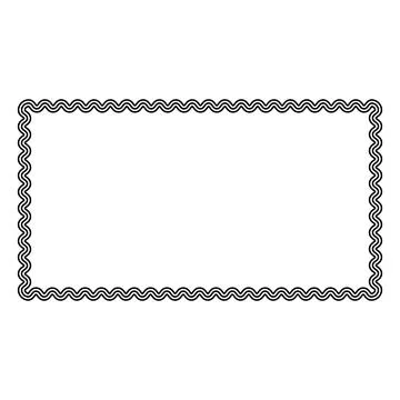 Rectangular certificate frame with ornamental wavy border decorative outline Stock Illustration