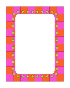 Rectangular checkerboard dot colorful retro decorative frame Stock-Illustration