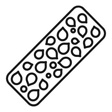 Rectangular chocolate bar with nuts and drops filling, outline icon Stockillustratie