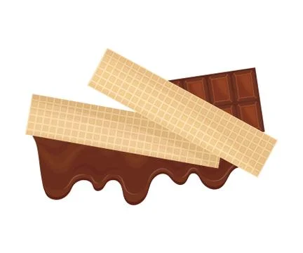 Rectangular Chocolate Wafers with Textured Surface Top View Vector Illustration Stock Illustration