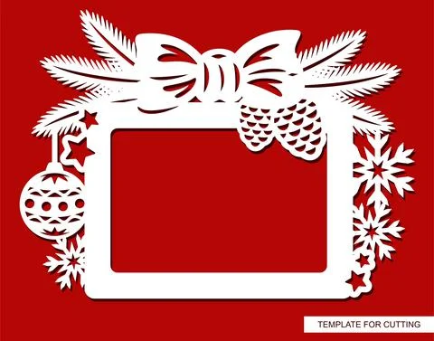 Rectangular Christmas photo frame.  Stock Illustration