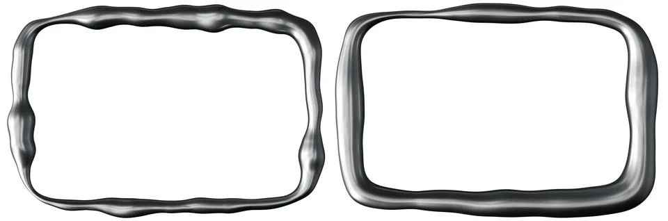 Rectangular chrome frames showcase a sleek metallic border, highlighting em.. 스톡 일러스트