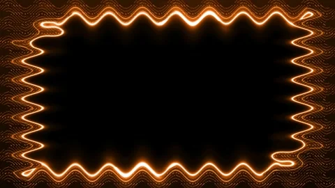 Rectangular closed wavy colorful neon glowing orange square horizontal fram.. Stock Footage 270314923