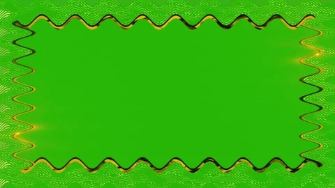 Rectangular closed wavy, neon glowing gold, square frame, horizontal frame .. Stock Footage 270315313