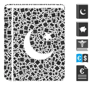 Rectangular Collage Quran Book Stock Illustration