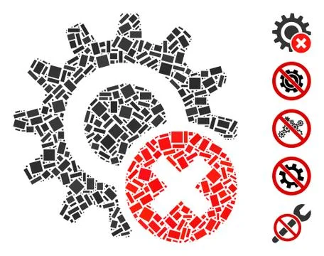 Rectangular Collage Wrong Settings Gear 스톡 일러스트