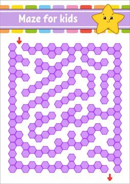 Rectangular color maze. Cartoon star. Game for kids. Funny labyrinth. Educati イラスト素材