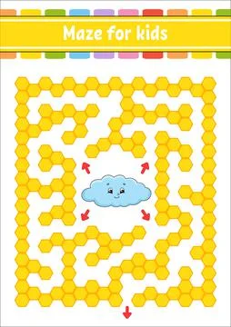 Rectangular color maze. Funny cloud. Game for kids. Funny labyrinth. Educatio イラスト素材