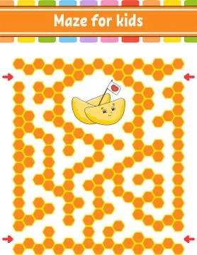 Rectangular color maze. Game for kids. Funny labyrinth. Education developing  イラスト素材