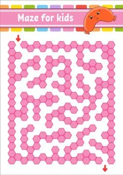 Rectangular color maze. Game for kids. Funny labyrinth. Education developing  イラスト素材