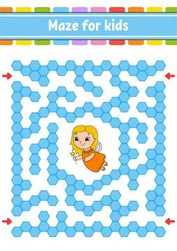 Rectangular color maze. Game for kids. Funny labyrinth. Education developing  イラスト素材