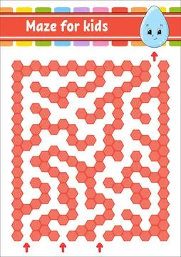 Rectangular color maze. Game for kids. Cute drop. Funny labyrinth. Education  イラスト素材