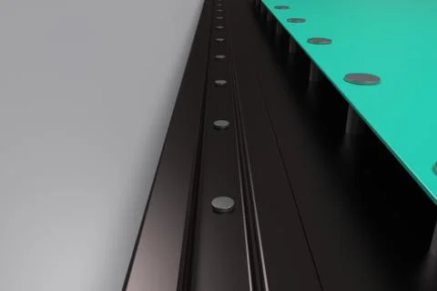 Rectangular colored plate on black and white background with rivets 库存插图