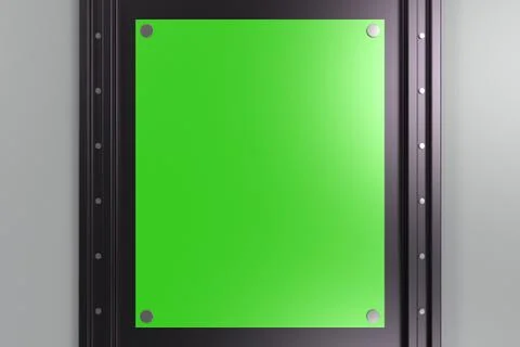 Rectangular colored plate on black and white background with rivets Stock Illustration