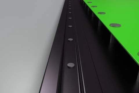 Rectangular colored plate on black and white background with rivets 库存插图