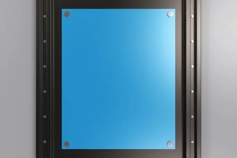 Rectangular colored plate on black and white background with rivets 库存插图