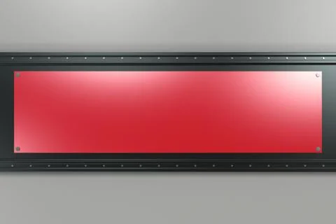 Rectangular colored plate on black and white background with rivets 库存插图