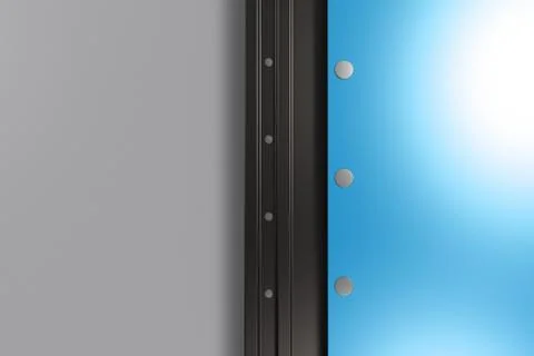 Rectangular colored plate on black and white background with rivets Stock Illustration