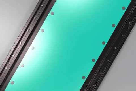 Rectangular colored plate on black and white background with rivets Stock Illustration