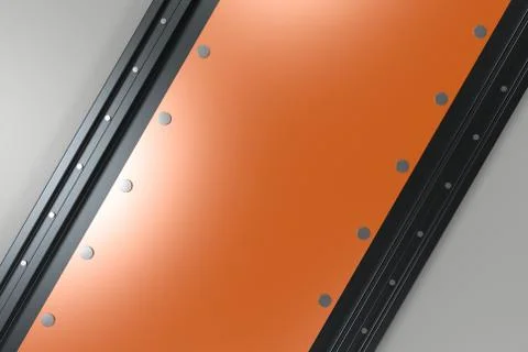 Rectangular colored plate on black and white background with rivets Stock Illustration