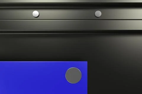 Rectangular colored plate on black background with rivets 库存插图