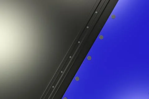 Rectangular colored plate on black background with rivets Stock Illustration