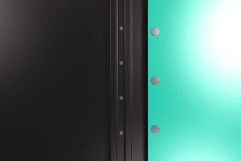 Rectangular colored plate on black background with rivets Stock Illustration