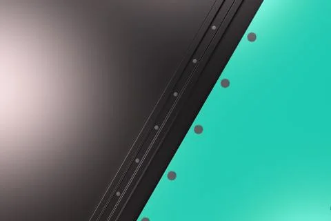 Rectangular colored plate on black background with rivets 库存插图