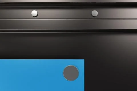 Rectangular colored plate on black background with rivets Stock Illustration