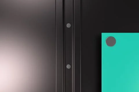 Rectangular colored plate on black background with rivets Illustrazione stock