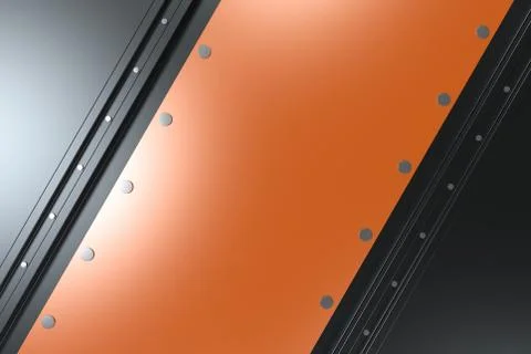 Rectangular colored plate on black background with rivets Stock Illustration