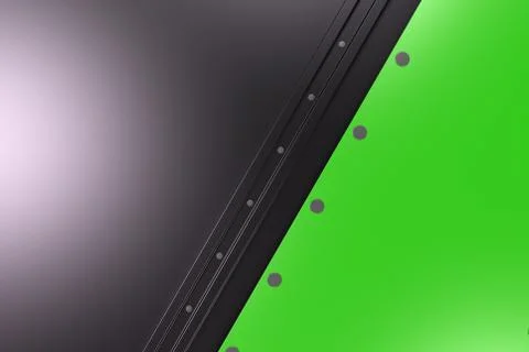 Rectangular colored plate on black background with rivets Stock Illustration