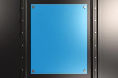 Rectangular colored plate on black background with rivets Stock Illustration