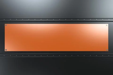 Rectangular colored plate on black background with rivets イラスト素材