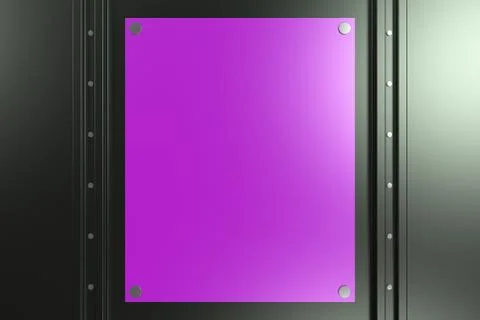 Rectangular colored plate on black background with rivets 库存插图