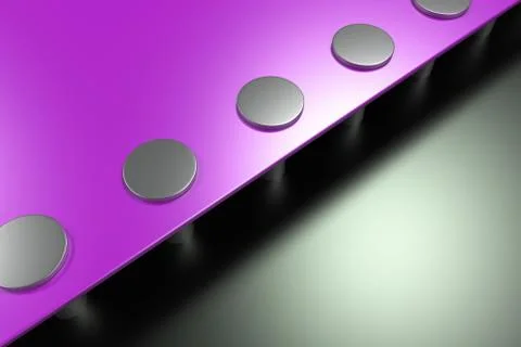 Rectangular colored plate on black background with rivets Stock Illustration