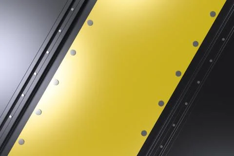 Rectangular colored plate on black background with rivets Stock Illustration