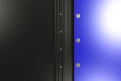 Rectangular colored plate on black background with rivets Stock Illustration