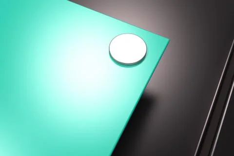 Rectangular colored plate on black background with rivets Illustrazione stock