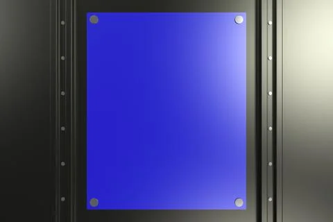 Rectangular colored plate on black background with rivets Stock Illustration