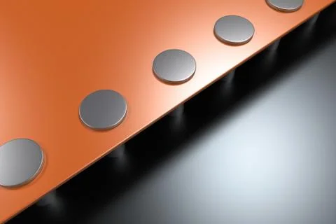 Rectangular colored plate on black background with rivets Stock Illustration