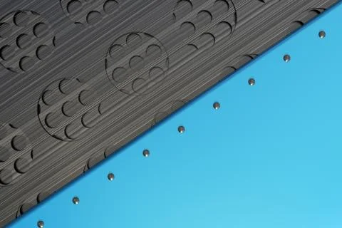 Rectangular colored plate with rivets on circular grille background Ilustración de archivo