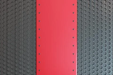 Rectangular colored plate with rivets on circular grille background 库存插图