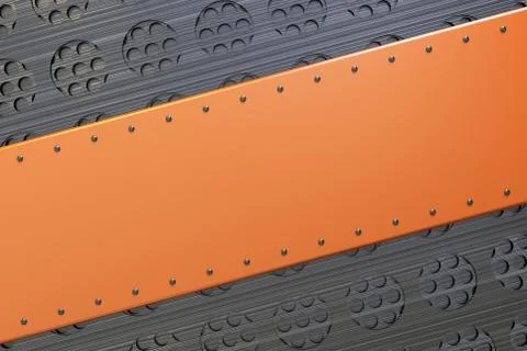 Rectangular colored plate with rivets on circular grille background イラスト素材