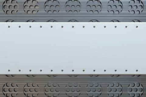Rectangular colored plate with rivets on circular grille background イラスト素材