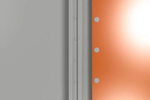 Rectangular colored plate on white background with rivets Illustrazione stock